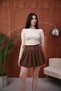 Wessgros Women's Stretch Fabric Slim Fit Long Sleeve Beige T-Shirt - 7