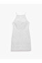 Cotton Halter Neck Embroidered Bodycon Mini Scallop Dress - 3