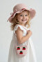 Gift Set for Girls with Cherry Figure, Powder Pink Straw Hat and Bag |   Suit for Summer Beach - 5