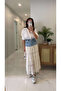 Raks Beige Denim Lace Detailed Lined Skirt - 5