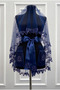 Navy Blue Bridal Veil Set, Glass Beads and Pearls, Henna Night Veil Face Cover Set 6 Pieces - 3