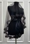 Black Bridal Veil Set, Glass Beads and Pearl Decorations, Henna Night Veil Face Cover Set 6 Pieces - 5