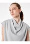 Aerobin Fabric Draped Collar Sleeveless Blouse