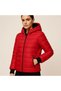 Women's Inflatable Hooded Zippered Coat Water Repellent Quilted Pocketed Jacket - Red - 5