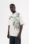 Men's Printed and Embroidered Oversize T-Shirt Space Gray - 3