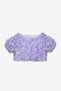 Lilac Short Sleeve Crop Blouse for Girls with Rose Appliqué Detail - Millie - 2