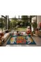 "Aura" Series - Blue Modern Woven Base Decorative Carpet with Drop Drip Textured Leopard Figure Aura23 - 3