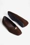 Women's Suede Ballerinas with Gold Detail and Staple Accessories, Casual and Stylish, Avelis Brown - 4