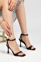 Diana Women's Black Satin Blunt Toe Heeled Shoes