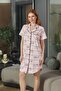 Short Sleeve Patterned Shirt Nightgown Cossybyaqua 26543-42