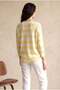 Women's Relaxed Fit Crew Neck Viscose / Elastane Long Sleeve Yellow / Ecru Striped Off-Shoulder Blouse Wilda - 4