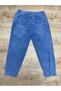 Plus Size Mom Cut Denim Women's Trousers with Side Stripe Detail - 5