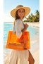 R&M Promotional Waterproof Transparent Pvc Women's Beach and Shoulder Bag - Orange (4 Different Handle Color Options Available) - 3
