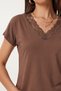 Lace Detailed Viscose Blouse Lrn0049 Brown - 2