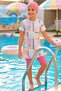 Short Sleeve Top and Tights Girls' Swimsuit 26424 Pink02