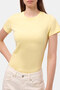Women's Light Yellow S6-108 Crew Neck 100% Organic Cotton Stretch Fabric T-Shirt