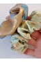 Blue & Green Glitter Detailed Satin Scrunchie Bagel Hairpin Set - 2-Piece Stylish Hair Accessory Set - 3