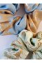 Blue & Green Glitter Detailed Satin Scrunchie Bagel Hairpin Set - 2-Piece Stylish Hair Accessory Set - 2