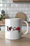 كوب سيراميك أبيض منقوش عليه I Love Turkey سعة 330مل مطبوع