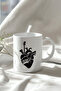 Music Themed Heart Patterned 330ml Printed White Ceramic Mug Cup - 3