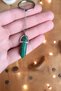 Malachite Stone Nail Cut Keychain Original Natural Real Stone Steel Chain Keychain - 2