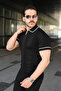 Men's Textured Pattern Collared Short Sleeve T-Shirt - 2