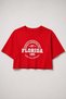 Women's Florida Printed Crop T-Shirt Loose Fit T-Shirt - Red - 3