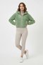 Women's Hooded Crop Plush Green Jacket - 5