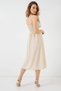 Women's Strappy Belted Viscose Cream Dress - 5