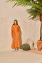 Orange Belted Linen Shirt Dress