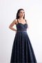Stylish Dress with Thin Straps, Corset Detail, Brode, and Sequins - 4