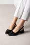 Swet Women's Heeled Shoes with Back Strap, Buckle and Stones, Satin - 2