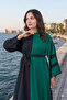 Straight-Cut Dress with a Belt and Embellishments, Suitable for Sizes 38-48. - 2
