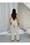 Women's Beige Vest and Pants Double Linen Set - 6