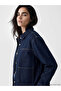 Lcw Everyday Indigo Shirt Collar Oversize Women's Jean Jacket
