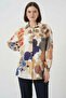 Women's Patterned Viscose Navy Blue Shirt Tunic - 3