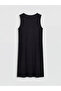 Black Crew Neck A-Line Dress - 4