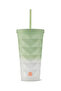 Geometric Sage Green Gradient Stainless Steel Cold Drink Thermos with Straw 562ml