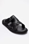 Men's Cross-Strapped Slippers Real Leather Dc 1143 Black - 3
