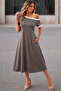 Women's One-Shoulder Strap Short Sleeve Midi Length Summer Viscose Dress