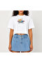Crop T-Shirt White Printed Relaxed Fit Raw Cut Basic Short Tshirt