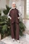 Brown Lace Detailed Tunic and Trousers Set