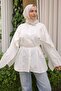 Ecru Shirt with Cape Sleeves and Waist Tie - 4
