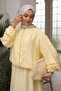 Yellow Elastic Sleeves Zippered Jacket Skirt Set - 3
