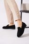 Urema Belted Stitched Women's Loafer Genuine Leather Orthopedic Women's Shoes Black Suede