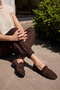 Trela Women's Brown Leather Suet Loafer Shoes - 6