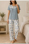 24884-Nena Front Open Robe Short Sleeve 100% Cotton Holly Pajama Set