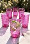 Acrylic Pink 6-Piece Short Cup & Water Soft Drink Coffee Side Cup 400 ml (Not Glass)
