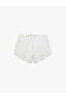 Bow Detailed Relaxed Fit Lace Mini Shorts Pajama Bottoms - 5