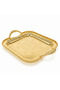 Elegant Gold Square Metal Serving Tray with Handles – 30 cm